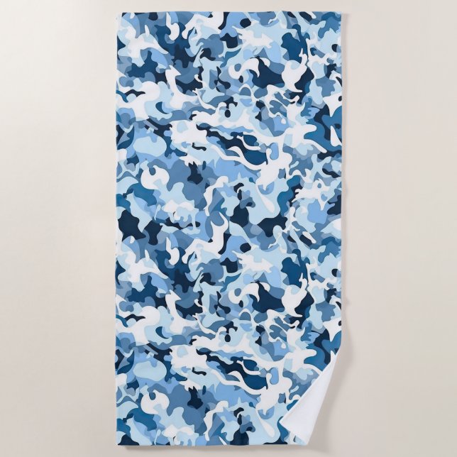 Beach Towel--Blue Camo Beach Towel (Front)