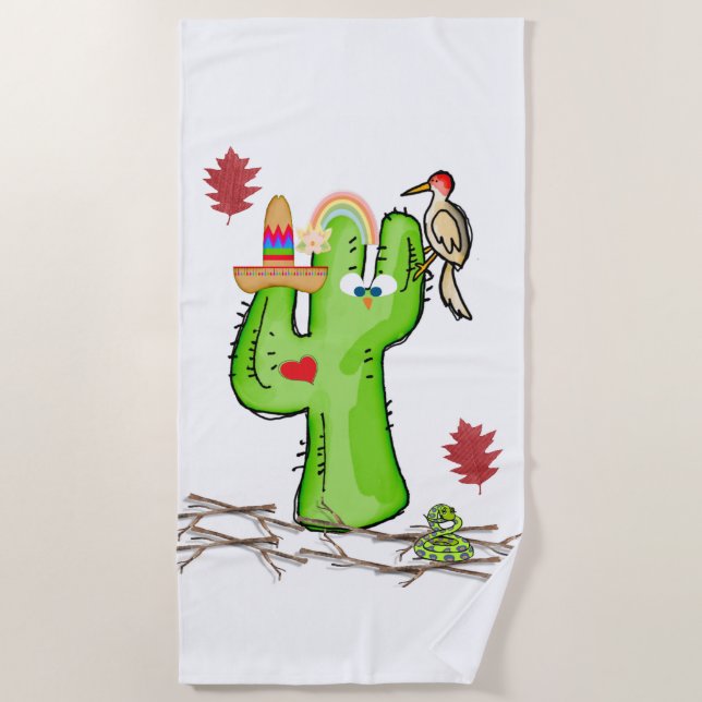 Beach Towel Cactus Bird (Front)