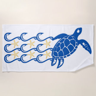 beach towel. catch. waves with turtles towel