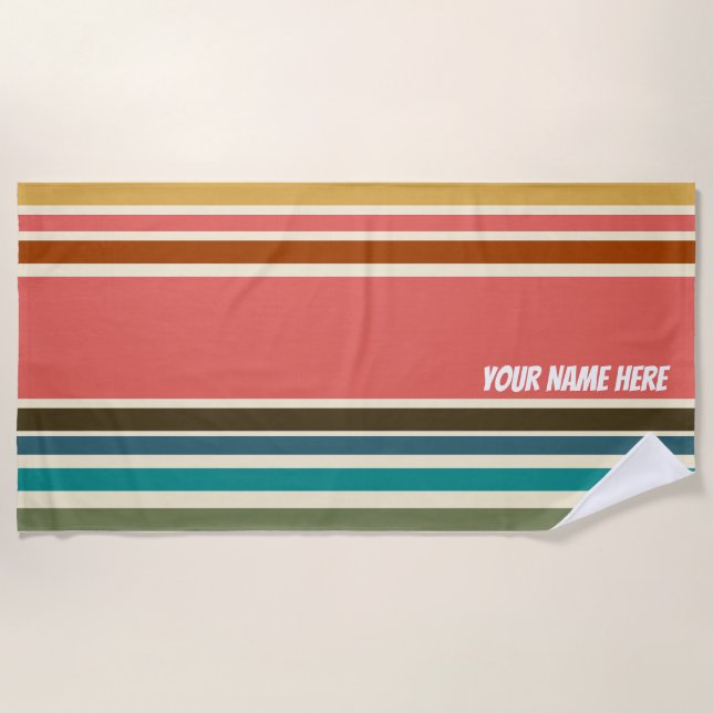 Beach Towel Coral Stripe Miami Sherbet Collection (Front)