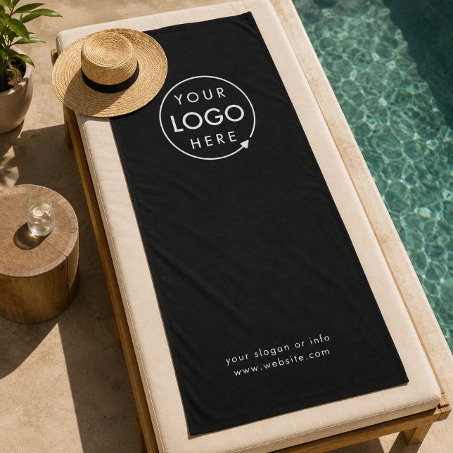 Beach Towel | Custom Logo Poolside Business Brand (Custom logo beach towel for resorts, pools, hotels, spas, and branded guest gifts)