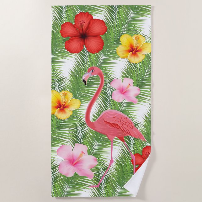 Beach Towel-Flamingo Beach Towel (Front)