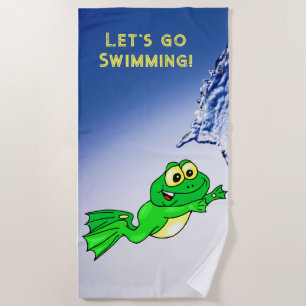 Beach Towel Frog Swimming Water