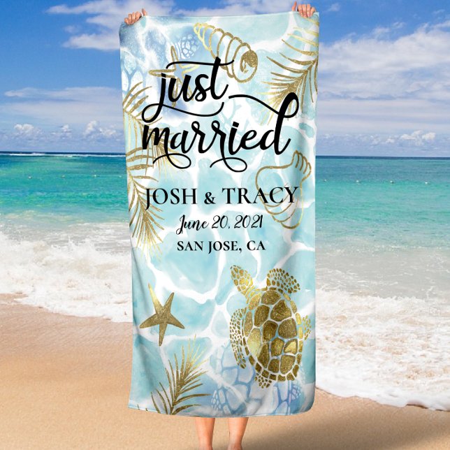  Beach towel, just married for beach wedding Beach Towel (Beach towel, just married for beach wedding Beach Towel)