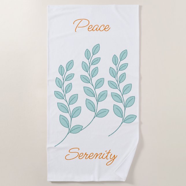Beach Towel Leaves Peace Serenity  (Front)