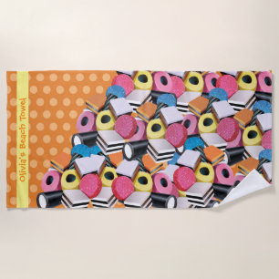 Beach towel Licorice Candy Allsorts. Orange