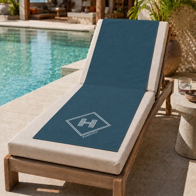 Beach Towel | Modern Geometric Monogram Initial (Creator Uploaded)