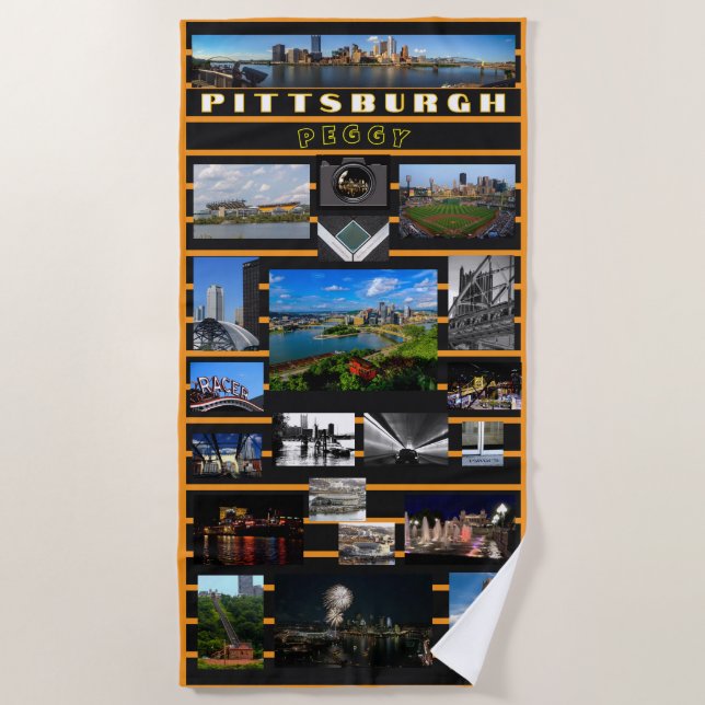 Beach Towel Pittsburgh Photos PERSONALIZE (Front)