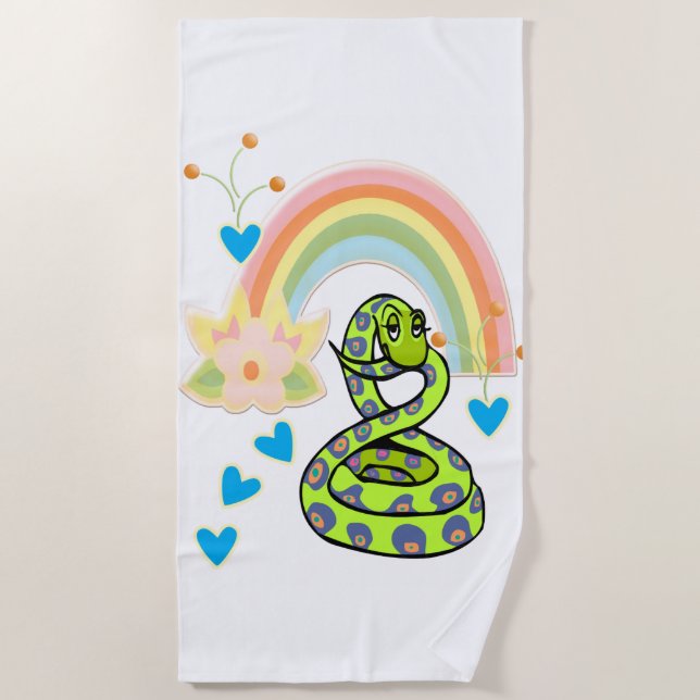 Beach Towel Snake Rainbow Floral (Front)