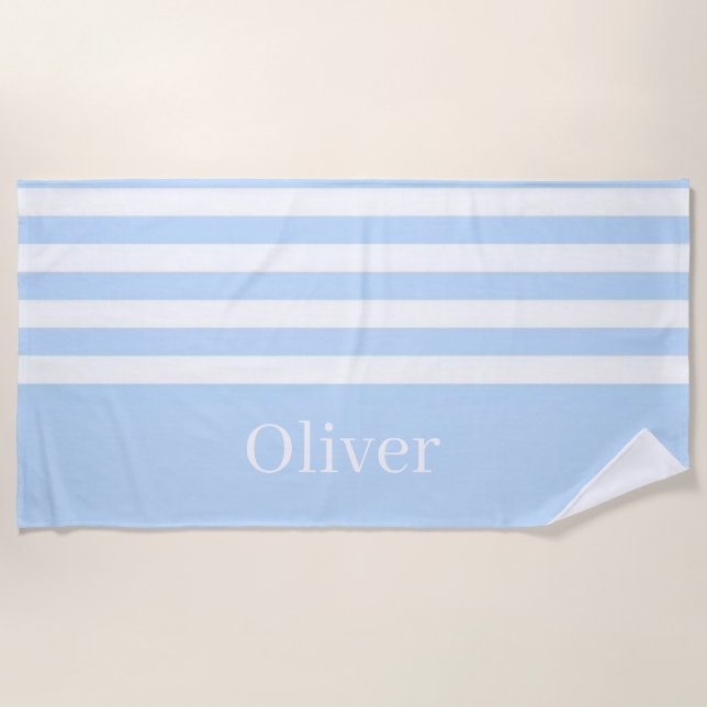 Beach Towel Spring Blue & White Stripe (Front)