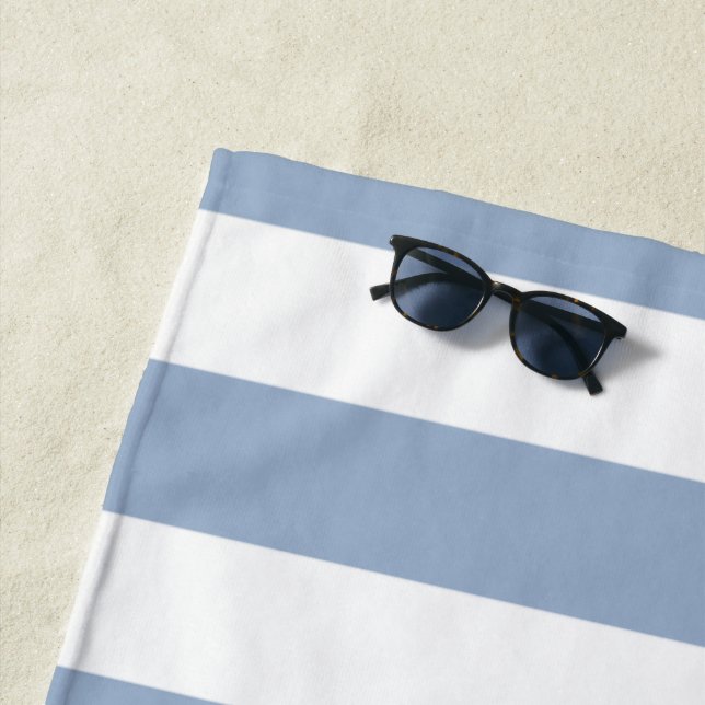 Beach Towel Spring Pastel Blue & White Stripe (In Situ)