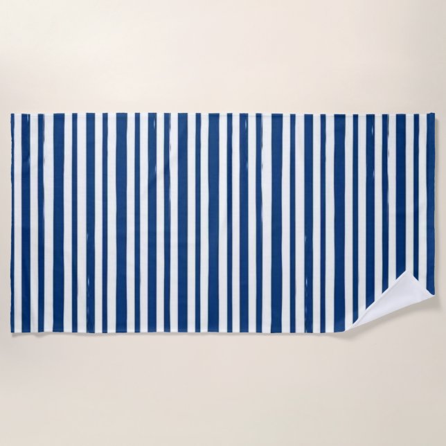 Beach Towel Spring Rugged Blue & White Stripe (Front)