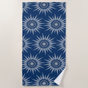 Beach Towel - Starburst Tiled on Dark Blue
