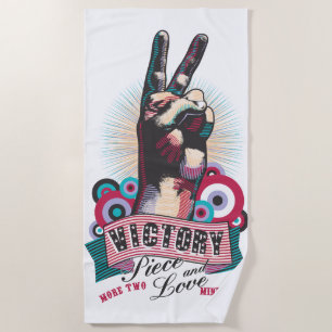 Beach Towel – Victory Peace & Love Pop-Art Design