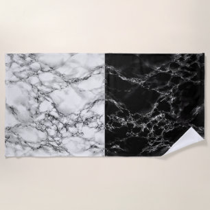 Beach Towel with Black and White Marble