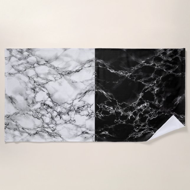 Beach Towel with Black and White Marble (Front)