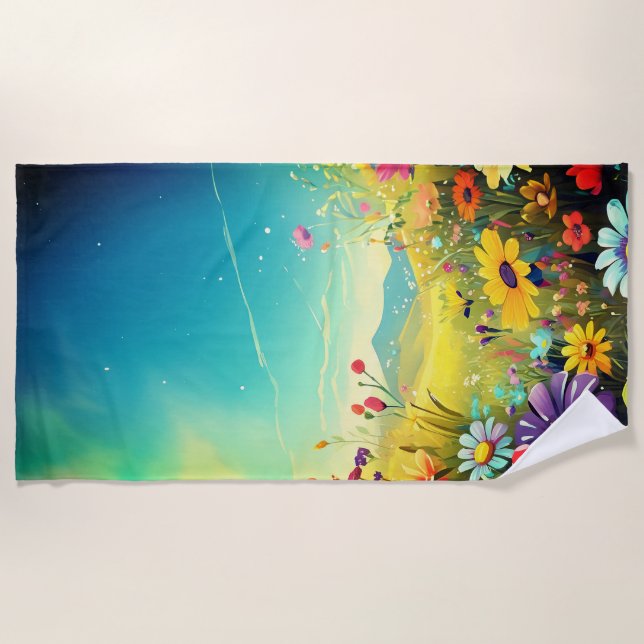 Beach Towel with colourful meadow (Front)