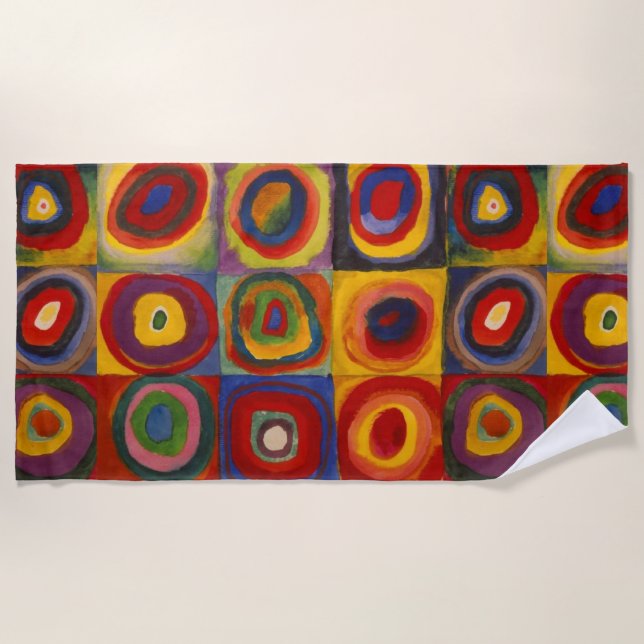 Beach Towel with Kandinsky's Squares and Circles (Front)
