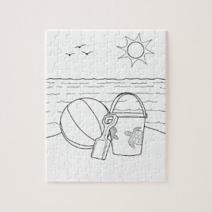 Beach Toys Adult Colouring Puzzle