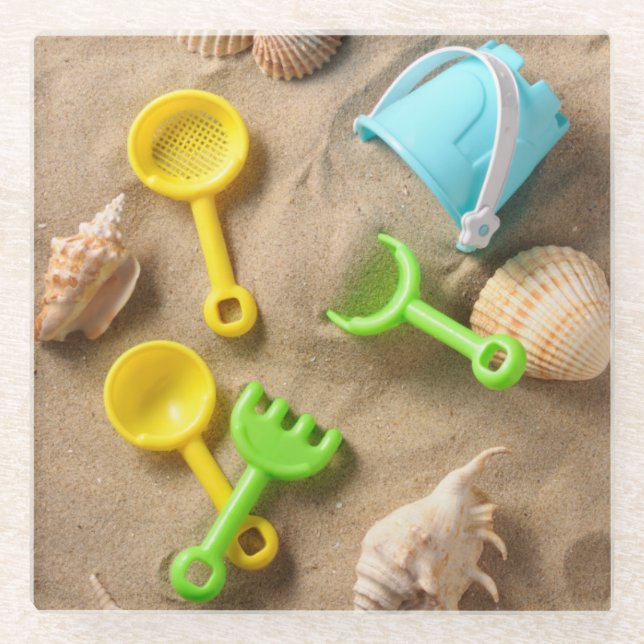 Beach Toys Glass Coaster (Front)