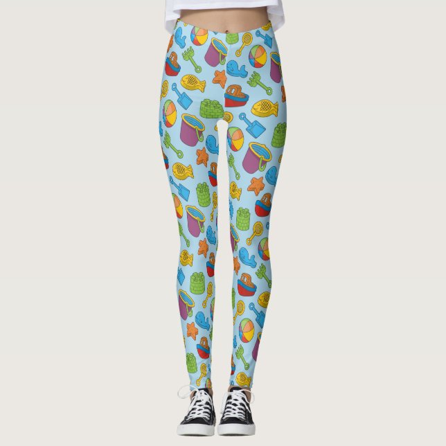 Beach Toys Icons Leggings (Front)