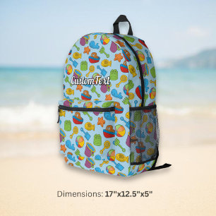 Beach Toys Icons Pattern Printed Backpack