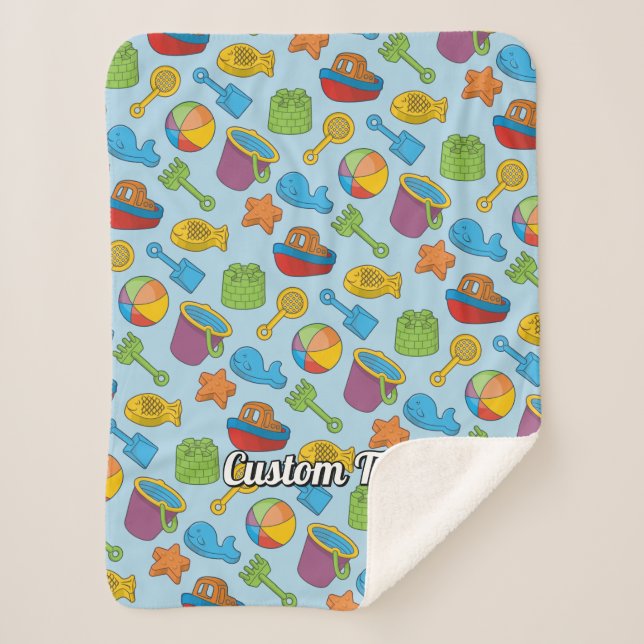 Beach Toys Icons Pattern Sherpa Blanket (Front)