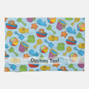 Beach Toys Icons Tea Towel