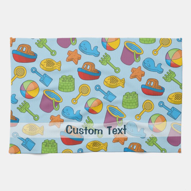 Beach Toys Icons Tea Towel (Horizontal)
