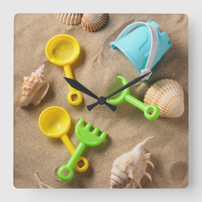 Beach Toys Square Wall Clock (Front)