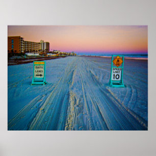 Beach Traffic Signs on Daytona Beach at Dawn