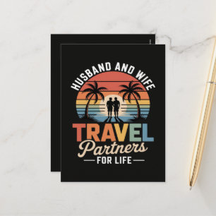 Beach Travelling - Husband and Wife Travel Partner Holiday Postcard