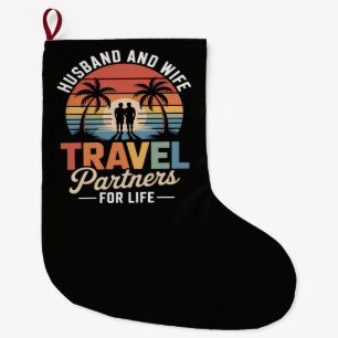 Beach Travelling - Husband and Wife Travel Partner Large Christmas Stocking