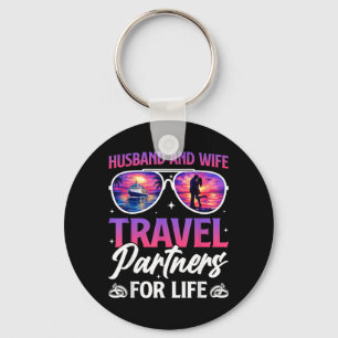 Beach Travelling Husband and Wife Travel Partners Key Ring