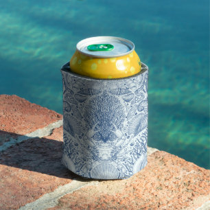 Beach treasures in blue can cooler