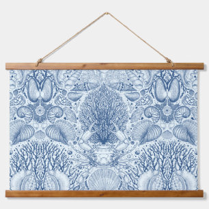 Beach treasures in blue hanging tapestry