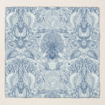 Beach treasures in blue scarf<br><div class="desc">Hand-drawn vector illustration of sea shells corals, crab, and seaweeds</div>