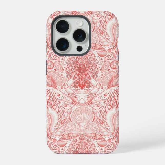 Beach treasures in coral red iPhone case (Back)