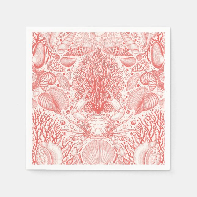 Beach treasures in coral red napkin (Front)