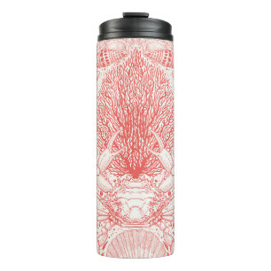 Beach treasures in coral red thermal tumbler