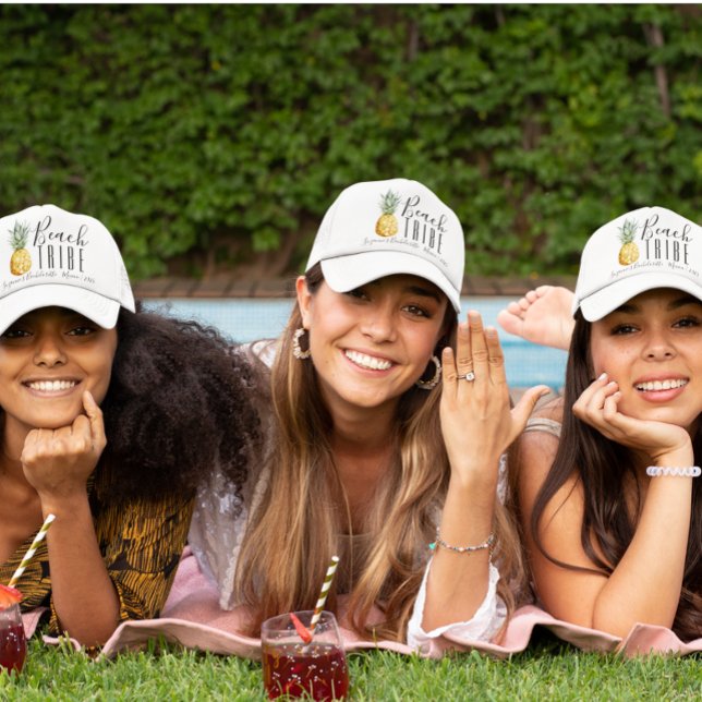 Beach Tribe Girl's Trip Bachelorette Vacation  Trucker Hat (Creator Uploaded)