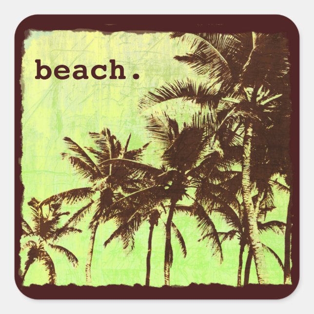 beach - tropic palms square sticker (Front)
