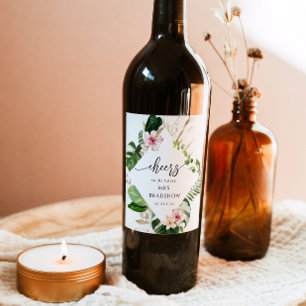 Beach Tropical bridal shower Wine Label
