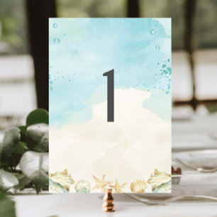 Beach Tropical Coastal Destination Wedding Table Number