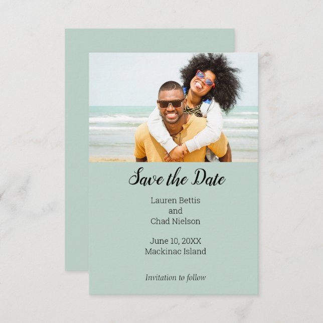 Beach Tropical Destination Photo Save the Date Invitation (Front/Back)