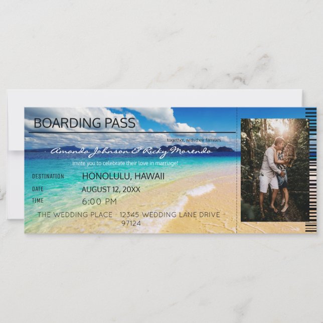 Beach Tropical Destination Wedding with Photo V2 Invitation (Front)
