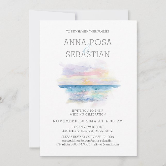 *~* Beach Tropical Exotic AR7 WEDDING RSVP +  Invitation (Front)