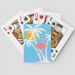 Beach Tropical Flamingo Palm Trees Playing Cards