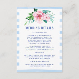 Beach Tropical Floral Watercolor Wedding Details Enclosure Card