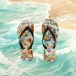 Beach Tropical Fruits Cocktails Bachelorette Party Thongs<br><div class="desc">A tropical beach Bachelorette party to commemorate your last fling before the ring. Invite, enjoy and celebrate with your nearest and dearest family, friends. Perfect for a beach cocktail theme. This unique flip flops is just right for the beach. The design features, tropical beach, blue waters, cocktails, tropical fruits and...</div>